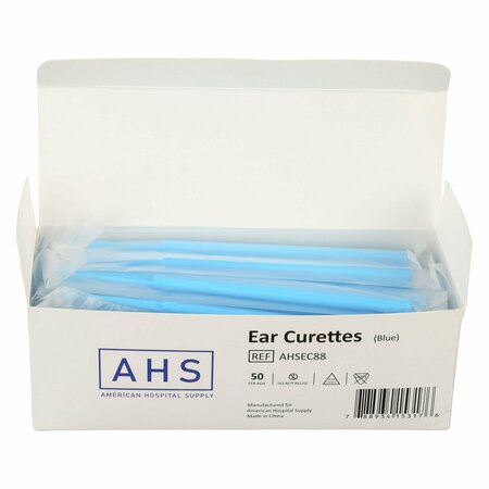 American Hospital Supply Disposable Ear Curette, Blue 4 mm - Spoon Tip, 50PK AHSEC88_BX